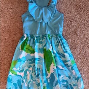 Lilly Pulitzer Aqua & Green Ruffle Neck Sundress